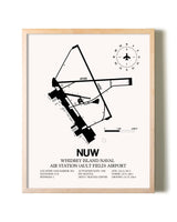Whidbey Island Naval Air Station (Ault Field) Airport framed wall art in white frame