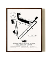 McGuire Field (Joint Base McGuire Dix Lakehurst) Airport aviation print in walnut frame