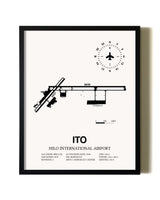 Framed Hilo International Airport wall art poster in black frame