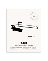Gray Walter J. Koladza Airport framed poster displayed in an airplane hangar