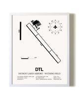 Detroit Lakes Airport-Wething Field airport map poster in oak frame