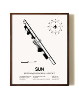Friedman Memorial Airport aviation print in walnut frame