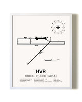 Havre City-County Airport airport map poster in oak frame