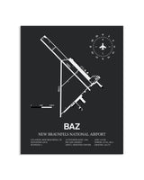 Gray Framed New Braunfels National Airport layout wall art poster