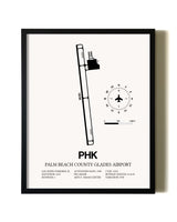 Framed Palm Beach County Glades Airport wall art poster in black frame