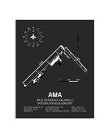 Gray Framed Rick Husband Amarillo International Airport layout wall art poster