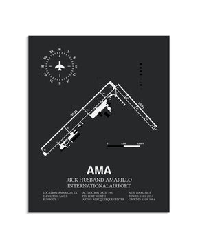 Gray Framed Rick Husband Amarillo International Airport layout wall art poster