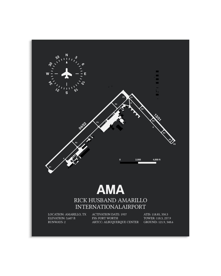 Gray Framed Rick Husband Amarillo International Airport layout wall art poster