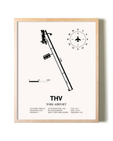 York Airport framed wall art in white frame