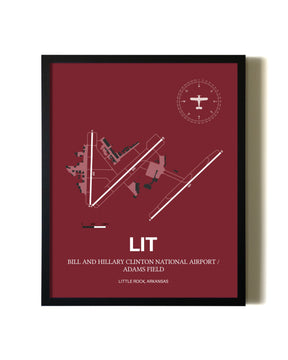 Framed Bill and Hillary Clinton National Airport/Adams Field wall art poster in black frame