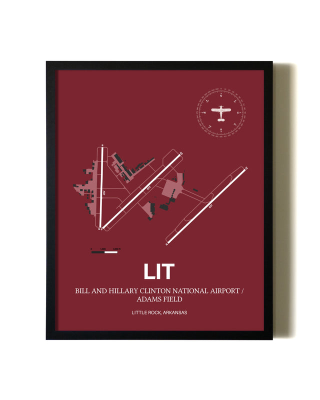 Framed Bill and Hillary Clinton National Airport/Adams Field wall art poster in black frame