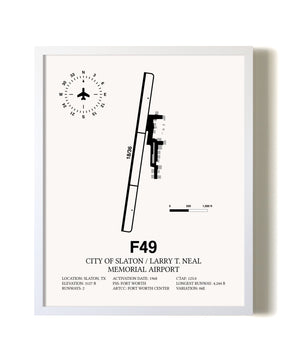 City Of Slaton / Larry T. Neal Memorial Airport airport map poster in oak frame
