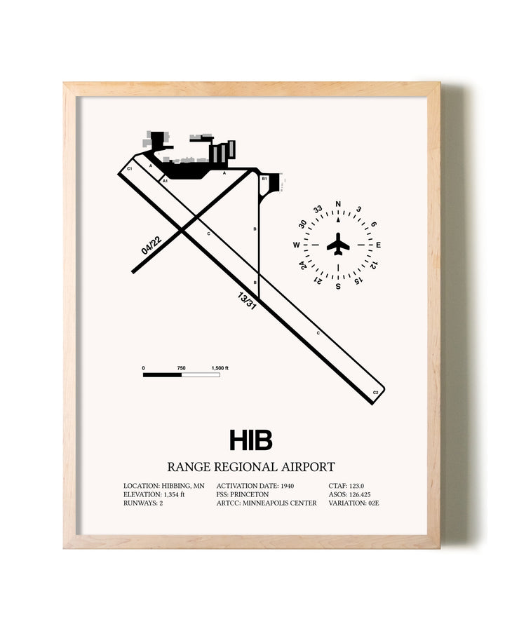 Range Regional Airport framed wall art in white frame