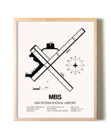 MBS International Airport framed wall art in white frame