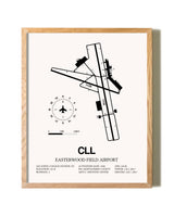 Easterwood Field Airport framed print in natural wood frame