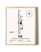 Wellington Municipal Airport framed wall art in white frame
