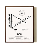 Decatur Airport aviation print in walnut frame