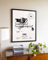 Chino Airport aviation wall décor in black wood frame