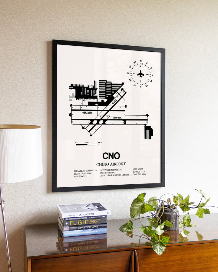Chino Airport aviation wall décor in black wood frame