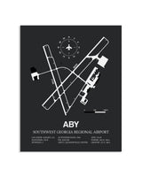 Gray Framed Southwest Georgia Regional Airport layout wall art poster