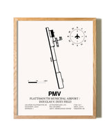 Plattsmouth Municipal Airport / Douglas V. Duey Field framed print in natural wood frame