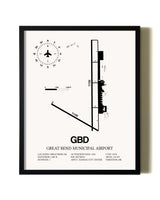 Framed Great Bend Municipal Airport wall art poster in black frame