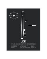 Gray Framed Wood County Airport / Collins Field layout wall art poster