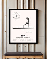 Wabash Municipal Airport framed poster displayed in an airplane hangar