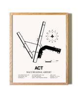 Waco Regional Airport framed print in natural wood frame