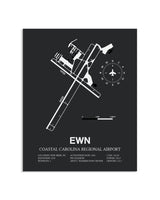 Gray Framed Coastal Carolina Regional Airport layout wall art poster