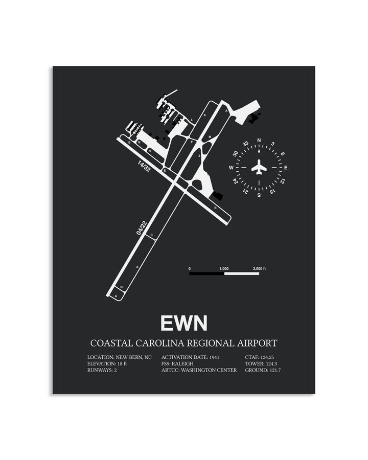Gray Framed Coastal Carolina Regional Airport layout wall art poster
