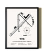 Framed Tyler Pounds Regional Airport wall art poster in black frame