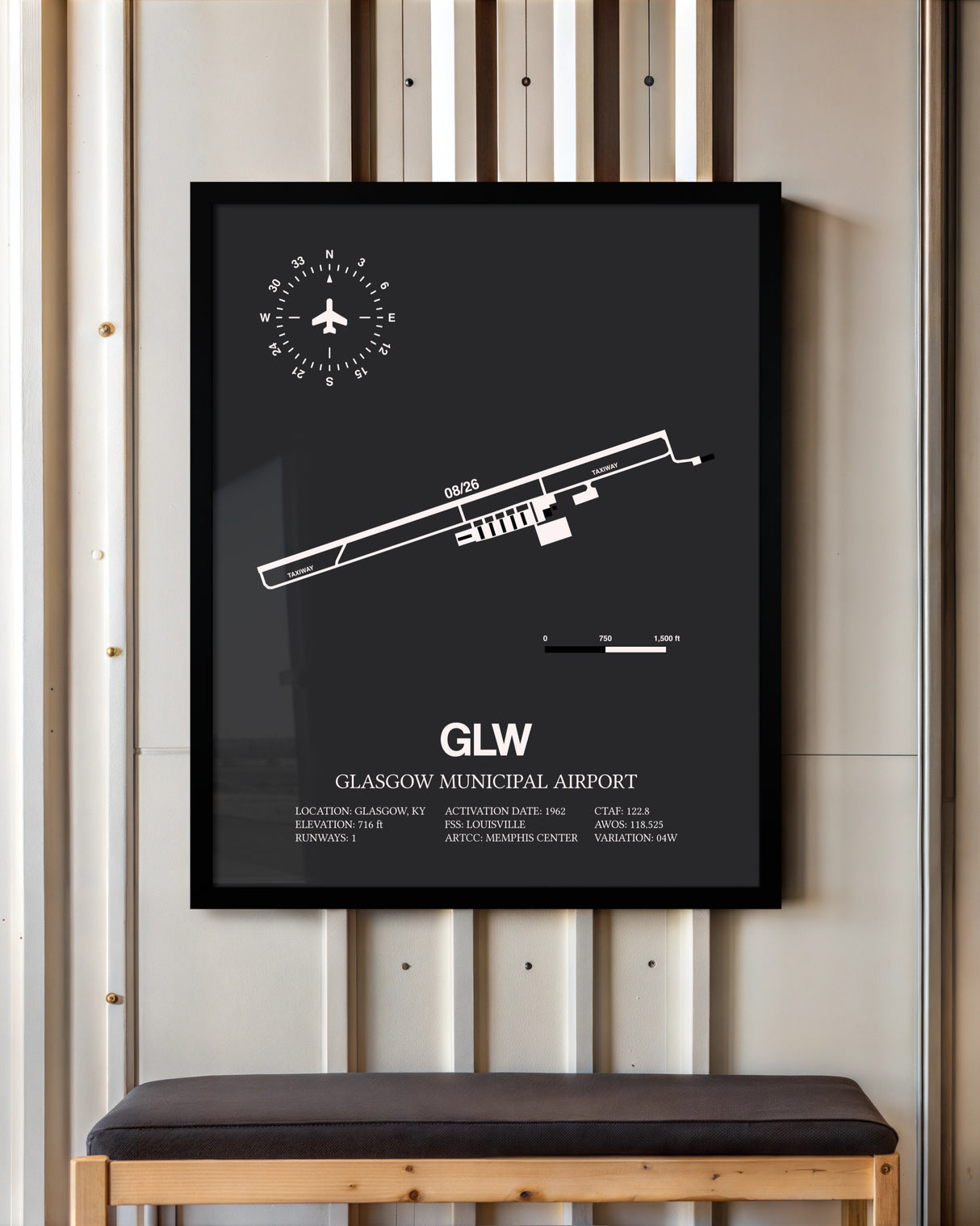 Frame color options for Glasgow Municipal Airport Wall Art