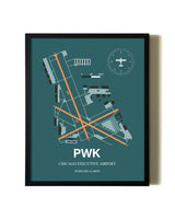 Green Chicago Executive Airport aviation wall décor in black wood frame