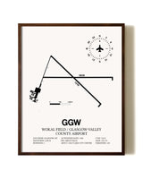 Wokal Field / Glasgow-Valley County Airport aviation print in walnut frame