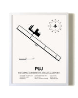 Paulding Northwest Atlanta Airport airport map poster in oak frame