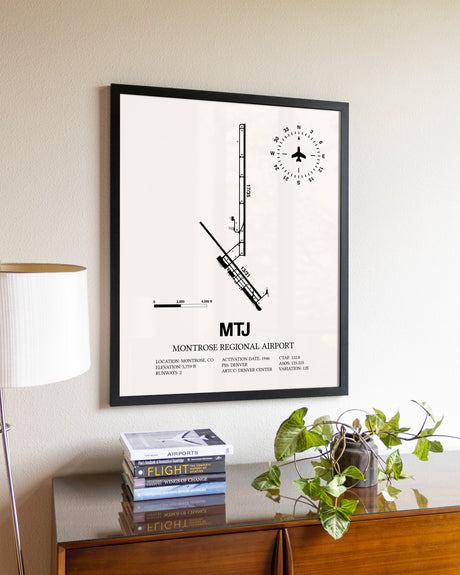 Montrose Regional Airport aviation wall décor in black wood frame