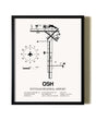Framed Wittman Regional Airport wall art poster in black frame