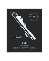 Gray Lajes Airport framed poster displayed in an airplane hangar