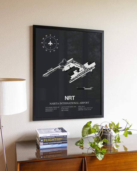 Gray Framed Narita International Airport wall art poster in black frame