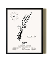 Framed Sandpoint Airport wall art poster in black frame