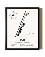 Framed St. Clair County Airport wall art poster in black frame