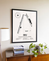 Granbury Regional Airport aviation wall décor in black wood frame