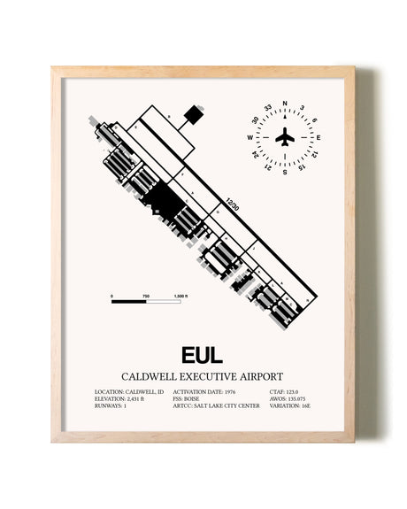 Caldwell Executive Airport framed wall art in white frame