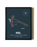 Slate Framed Northwest Alabama Regional Airport wall art poster in black frame