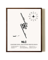 Lemoore Naval Air Station (Reeves Field) aviation print in walnut frame