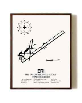 Erie International Airport / Tom Ridge Field aviation print in walnut frame