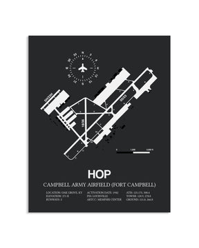 Gray Framed Campbell Army Airfield (Fort Campbell) layout wall art poster