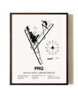 Vaclav Havel Airport Prague aviation print in walnut frame