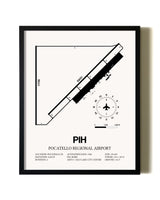 Framed Pocatello Regional Airport wall art poster in black frame